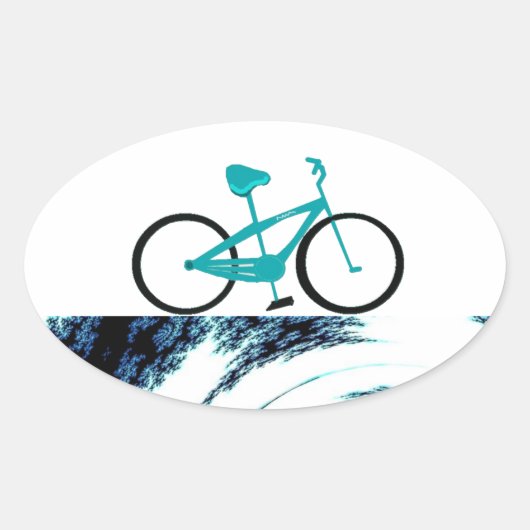 アクアブルーの自転車 楕円形シール (正面)