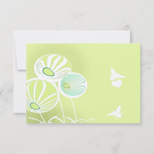 アクアブルーの花とハチ結婚の反応 出欠カード (裏面)