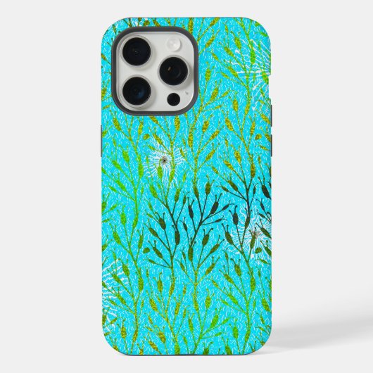 アクアブルーの花火で輝くパーティーパターン iPhoneケース (裏面)