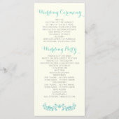 アクアブルーの葉フレーム結婚式プログラム プログラム (裏面)