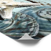 アクアブルーの貝殻 ビーチ ウェディング ウェルカム ポスター (角)