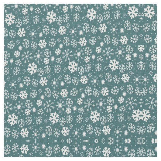 アクアブルーの雪の吹雪と雪の結晶 ファブリック (クローズアップ)