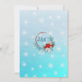 アクアブルーの雪の結晶クリスマスウェディング招待状 招待状 (裏面)