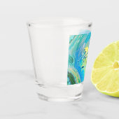 アクアブルーアクリルフローアートクーラーボックス ショットグラス (左)