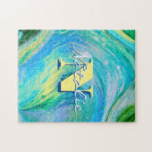 アクアブルーアクリルフローアートジグソーパズル ジグソーパズル (横)