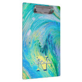 アクアブルーアクリルフローアート クリップボード (右)