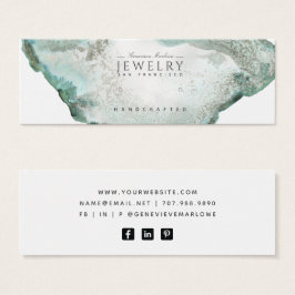 アクアブルーアゲート大理石スタッドイヤリングディスプレイカード