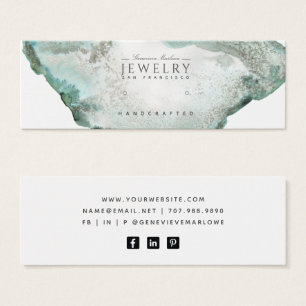 アクアブルーアゲート大理石スタッドイヤリングディスプレイカード