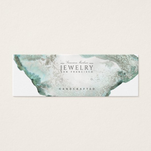 アクアブルーアゲート大理石スタッドイヤリングディスプレイカード (正面)