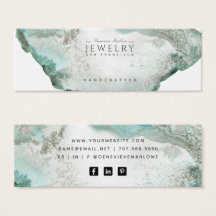 アクアブルーアゲート大理石スタッドイヤリングディスプレイカード