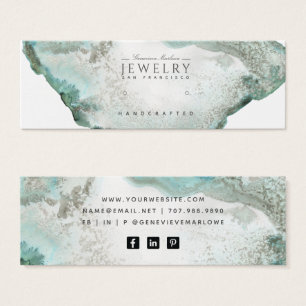 アクアブルーアゲート大理石スタッドイヤリングディスプレイカード