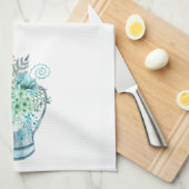 アクアブルーアジダージアウォーターリングカンファームハウスフローラ キッチンタオル (四つ折り)