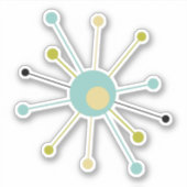 アクアブルーイエローアトミックスターバストミッドセンチュリーレトロ シール (正面)