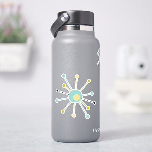 アクアブルーイエローアトミックスターバストミッドセンチュリーレトロ シール (HydroFlask)