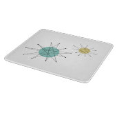 アクアブルーイエローフランシスカンスターバストミッドセンチュリー カッティングボード (角)