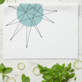 アクアブルーイエローフランシスカンスターバストミッドセンチュリー キッチンタオル (折り畳み)