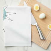 アクアブルーイエローフランシスカンスターバストミッドセンチュリー キッチンタオル (四つ折り)