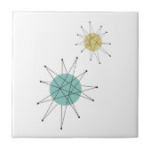 アクアブルーイエローフランシスカンスターバストミッドセンチュリー タイル (正面)