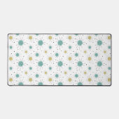 アクアブルーイエローフランシスカンスターバストミッドセンチュリー デスクマット (正面)