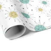 アクアブルーイエローフランシスカンスターバストミッドセンチュリー ラッピングペーパー (ロールコーナー)