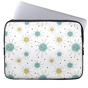 アクアブルーイエローフランシスカンスターバストミッドセンチュリー ラップトップスリーブ