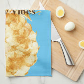 アクアブルーイエロー金ゴールドパイナップル キッチンタオル (四つ折り)