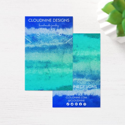 アクアブルーイヤリングネックレスジュエリーディスプレイカード (デスク)