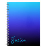 アクアブルーインディゴとブラックグラデーション ノートブック (正面)