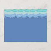 アクアブルーウェーブズループ結婚ハートサンキューカード ノートカード (裏面)