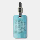 アクアブルーウォーターカラーウェーブズマーメイド海引用文 ラゲッジタグ (正面縦)