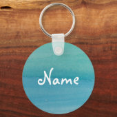 アクアブルーウォーターカラーキーチェーン(名前をカスタムする) キーホルダー (正面)
