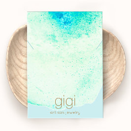 アクアブルーウォーターカラーネックレス表示ホルダー 名刺