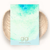 アクアブルーウォーターカラーネックレス表示ホルダー 名刺