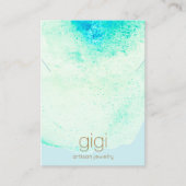 アクアブルーウォーターカラーネックレス表示ホルダー 名刺 (正面)