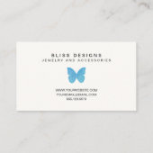 アクアブルーウォーターカラーバタフライロゴエレガントシンプル 名刺 (裏面)