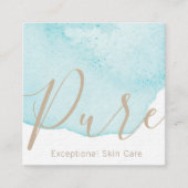 アクアブルーウォーターカラーフラワーペタルスキン気にスパ スクエア名刺 (正面)