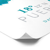 アクアブルーウォーターカラープエルトリコのマップ座標 ポスター (角)