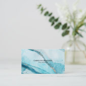 アクアブルーウォーターカラーミニマエレガントリスト 名刺 (スタンド正面)