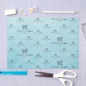 アクアブルーウォーターカラーロゴビジネス包装Tissu 薄葉紙 (クラフト)