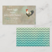 アクアブルーウォーターカラーロースターシルエットシェブロンブ 名刺 (正面/裏面)