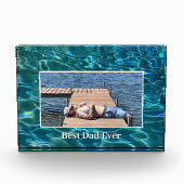 アクアブルーウォーターパターンベストパパエバー フォトブロック (正面)