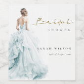 アクアブルーウォーター結婚カラーズガウンブライダルシャワー ワインラベル (シングルラベル)