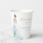 アクアブルーウォーター結婚カラーズガウンブライダルシャワー 紙コップ (裏面)