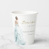 アクアブルーウォーター結婚カラーズガウンブライダルシャワー 紙コップ (正面)