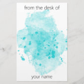 アクアブルーウォーター絵を描カラーブロッター（名前） 便箋 (正面)