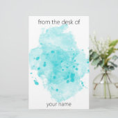 アクアブルーウォーター絵を描カラーブロッター（名前） 便箋 (スタンド正面)