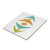 アクアブルーオレンジグリーンレトロブーメランミッドセンチュリー タイル (側面)