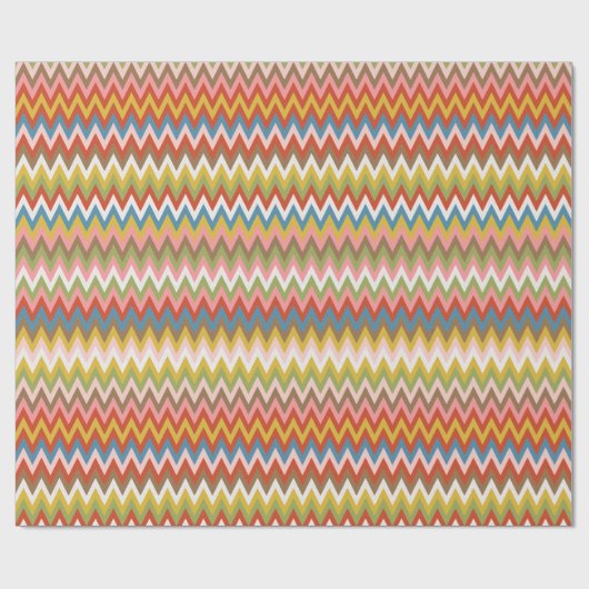 アクアブルーオレンジピンクレッドライムグリーンジグザグアート ラッピングペーパー (フラット)