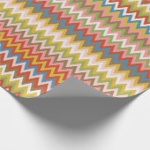 アクアブルーオレンジピンクレッドライムグリーンジグザグアート ラッピングペーパー (角)