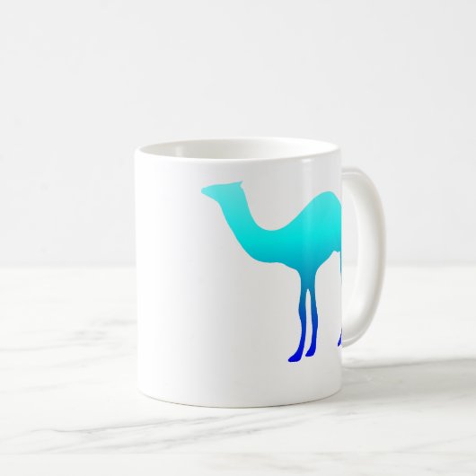 アクアブルーカグラデーションメルシルエット コーヒーマグカップ (正面右)